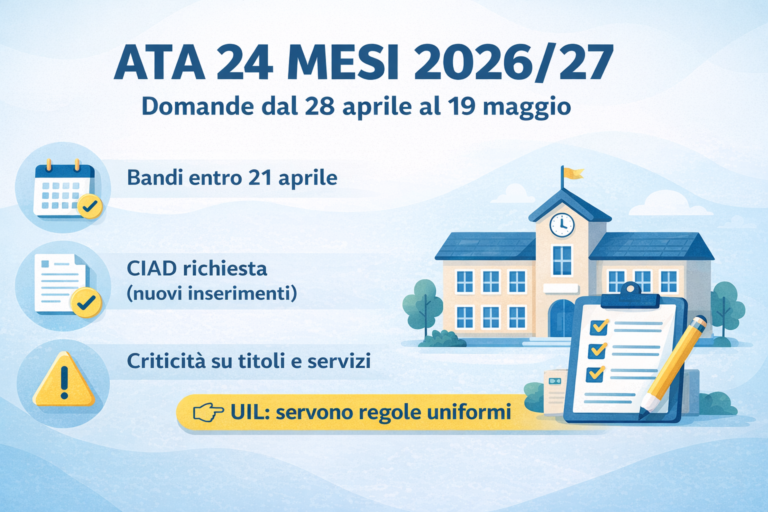 ATA 24 mesi 2026/27: domande dal 28 aprile al 19 maggio