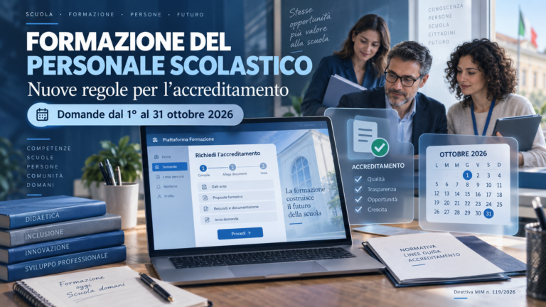 Formazione del personale scolastico: nuove regole per l’accreditamento, domande dal 1° al 31 ottobre 2026
