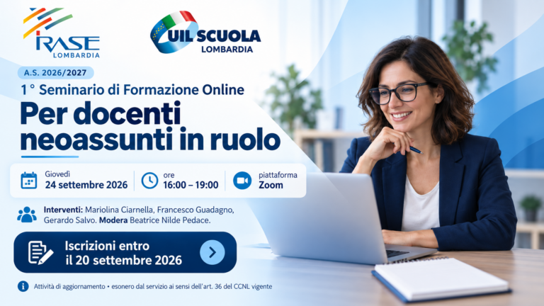Docenti neoassunti 2026/27: seminario online UIL Scuola Lombardia e IRASE