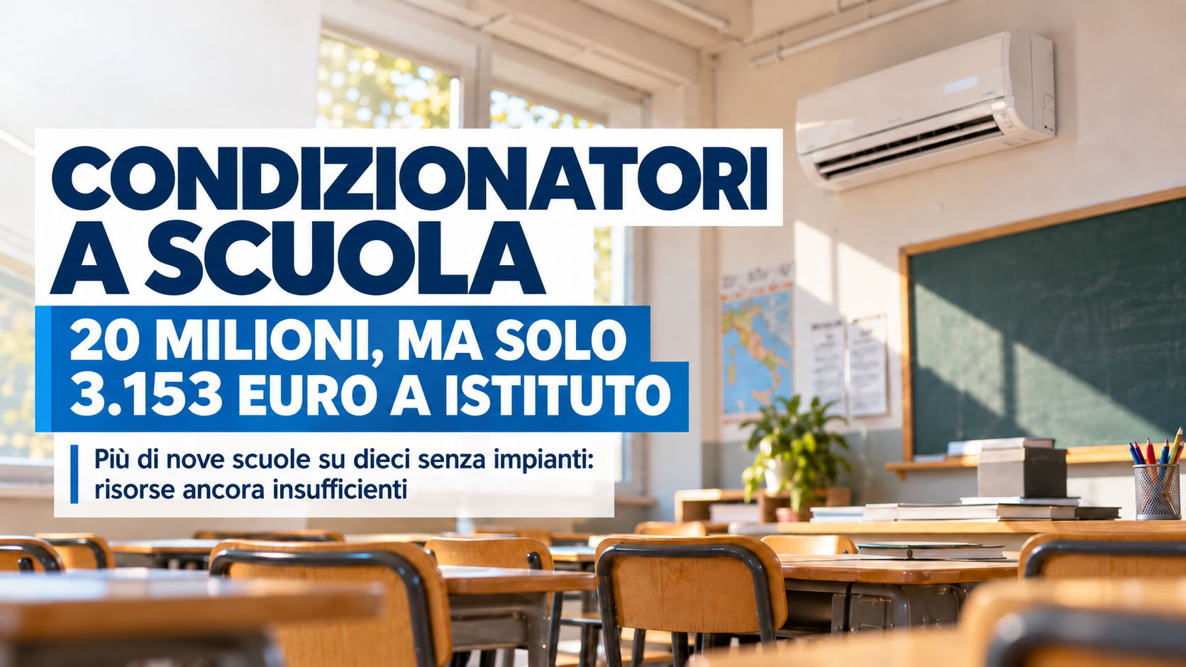 Condizionatori nelle scuole: 20 milioni, ma solo 3.153 euro per istituto